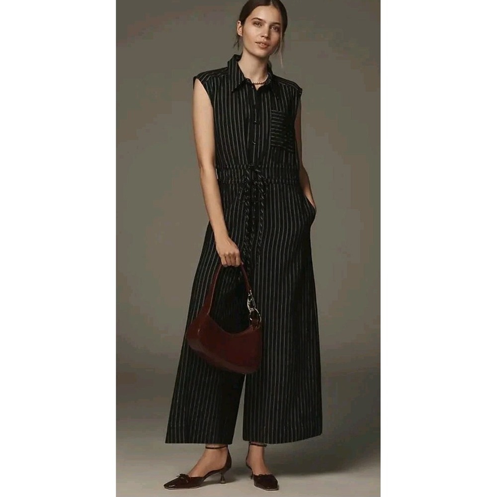 Anthropologie Maeve Easy Sleeveless‎ Shirt Jumpsuit Sz M Slimming Relaxed - Picture 10 of 10